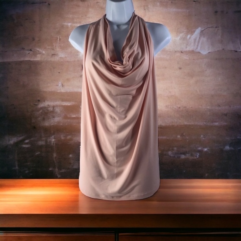 Code Vitesse  draped collar ruched halter top size Small , pink